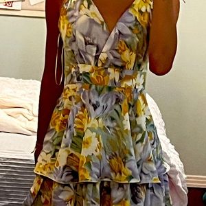 purple and yellow flowery dress. adorable very cute